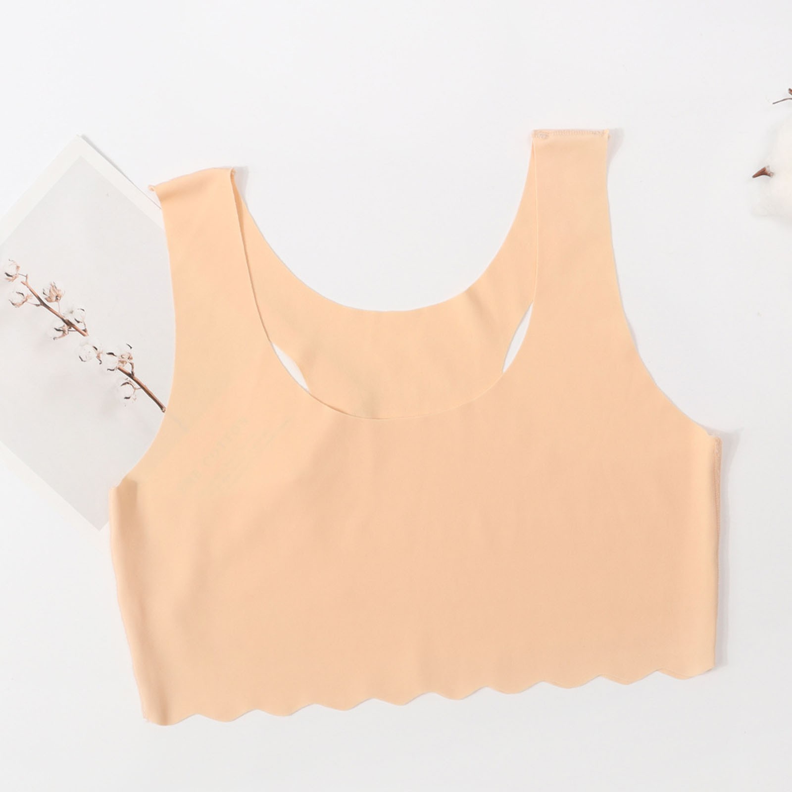 Cethrio Kids Girls Bras, Wireless Stretch Seamless Sports Bralettes for Gilrs Beige Size 13-14 T